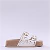 Paul Green 2 Strap Studded Mule Sandal - Off White Gold